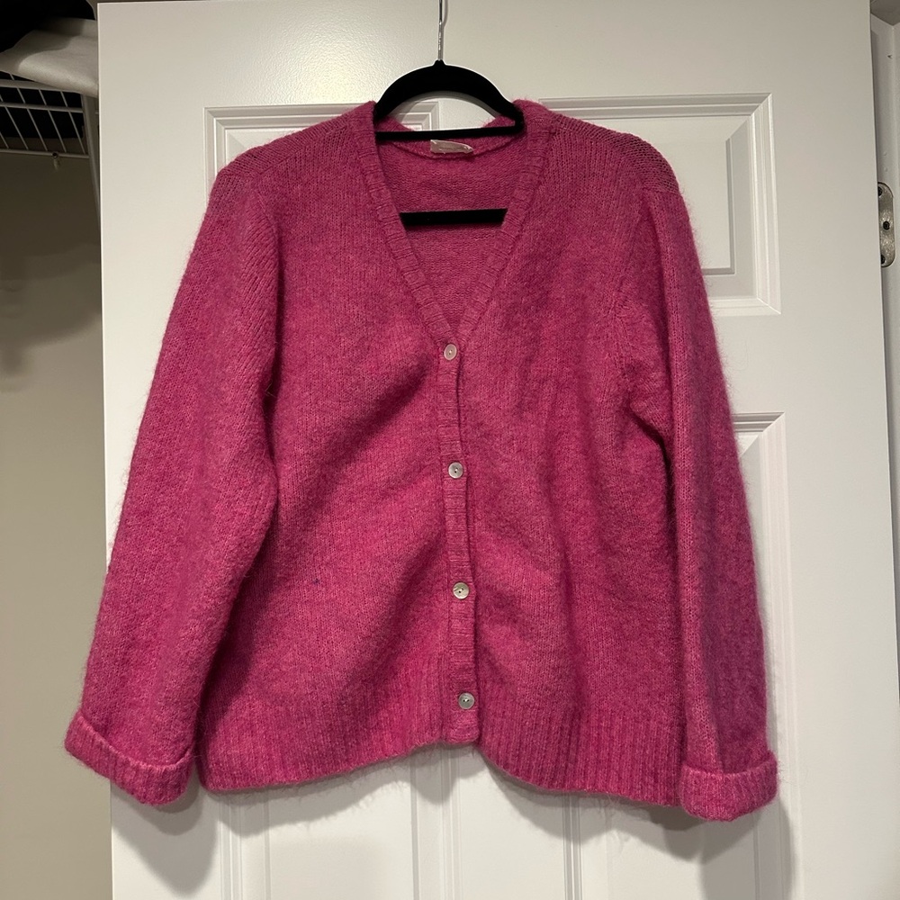 American Vintage Gilet Cardigan in Magenta Size M - Picture 2 of 4